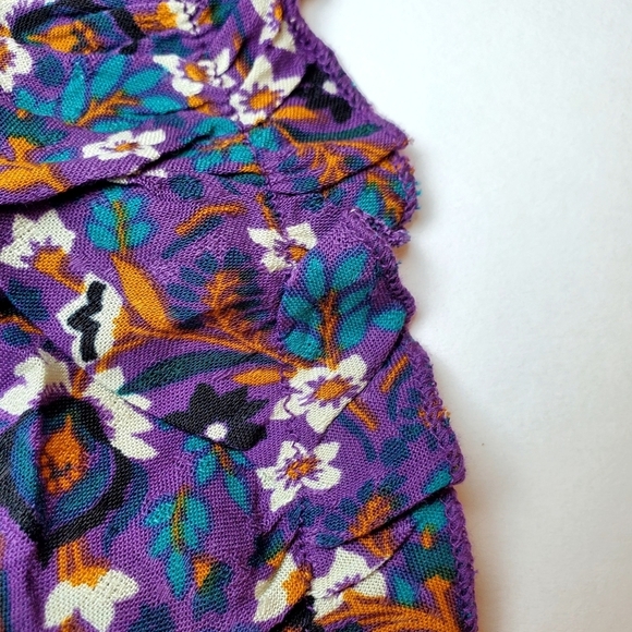 NWT Band of the Free Agathe Purple Floral Smocked Top Sz M - Picture 9 of 11